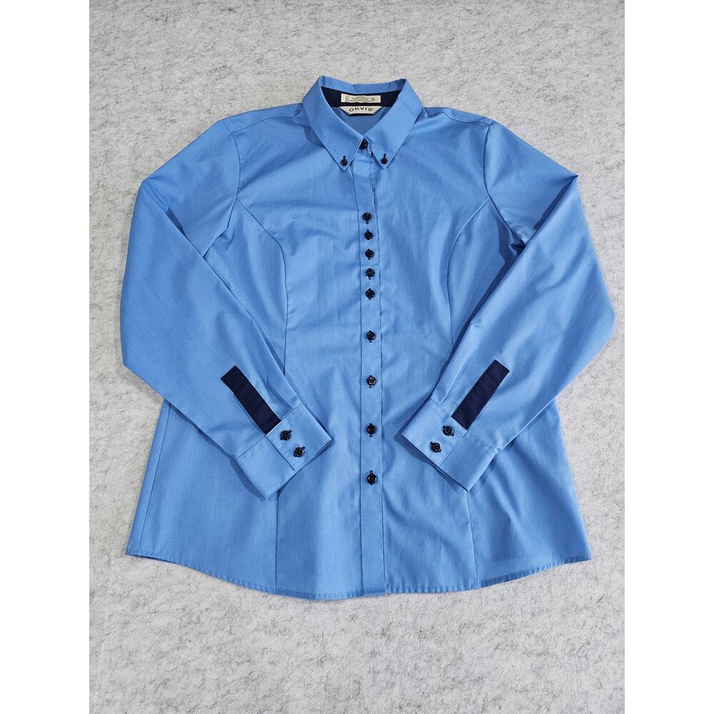 Orvis Carefree Button Down Shirt, Blouse, Black Buttons, Rare, Womens Sz 12, NEW